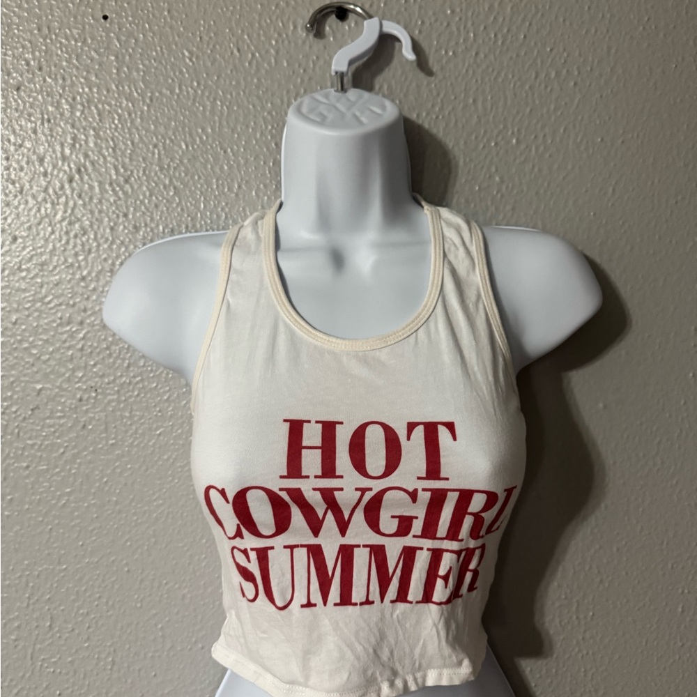 White Crop Top with 'Hot Cowgirl Summer' Print